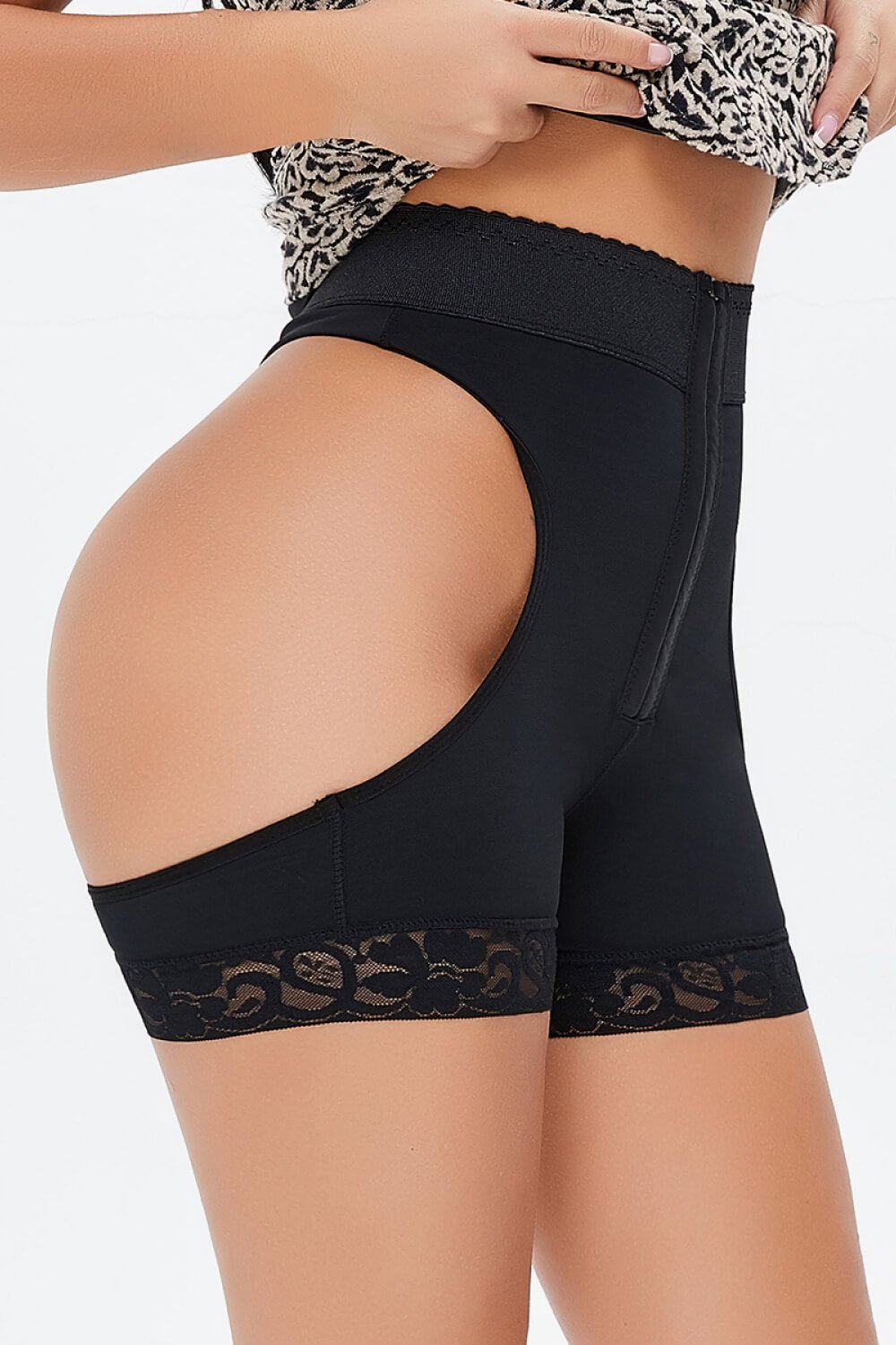 Full Size Cutout Hook-and-Eye Shaping Shorts ONLINE ONLY - Beauty Junkee Collection