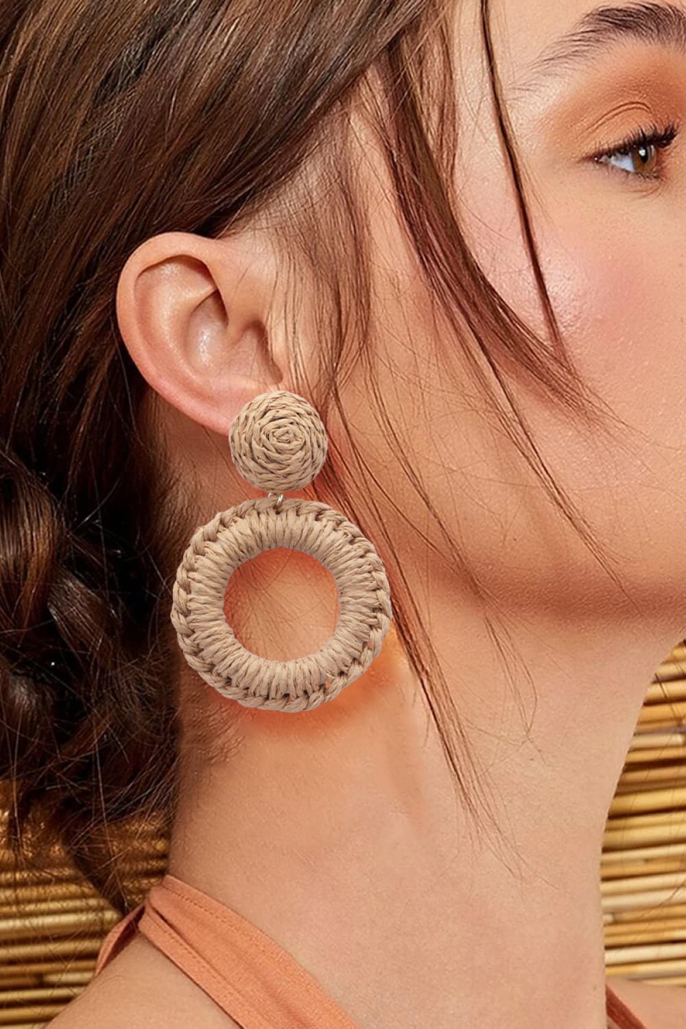 Round Shape Raffia Grass Dangle Earrings ONLINE ONLY - Beauty Junkee Collection