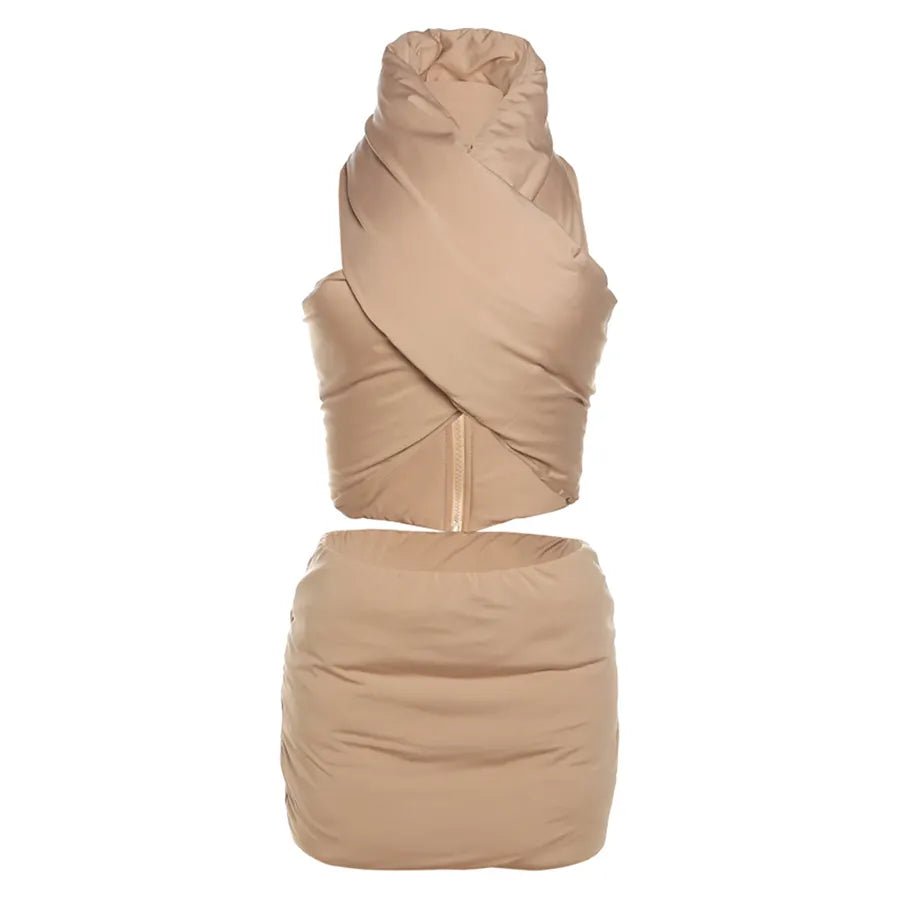 Kliou Quilted Halter Skirt Set - Beauty Junkee Collection