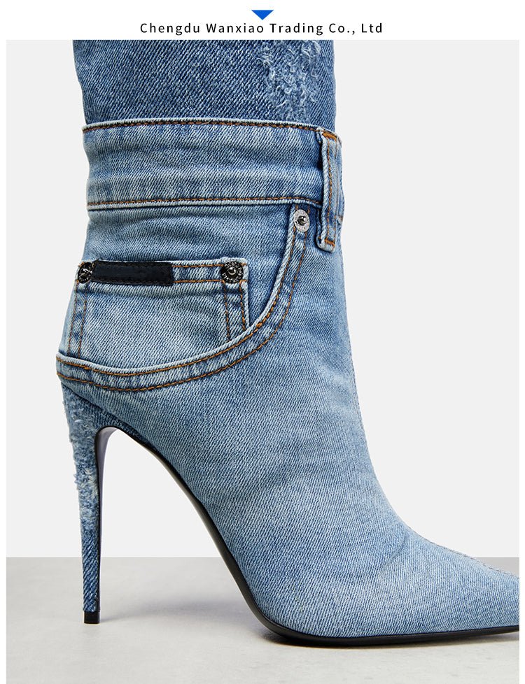 Oh GaGa Denim Knee High Boots Beauty Junkee Collection