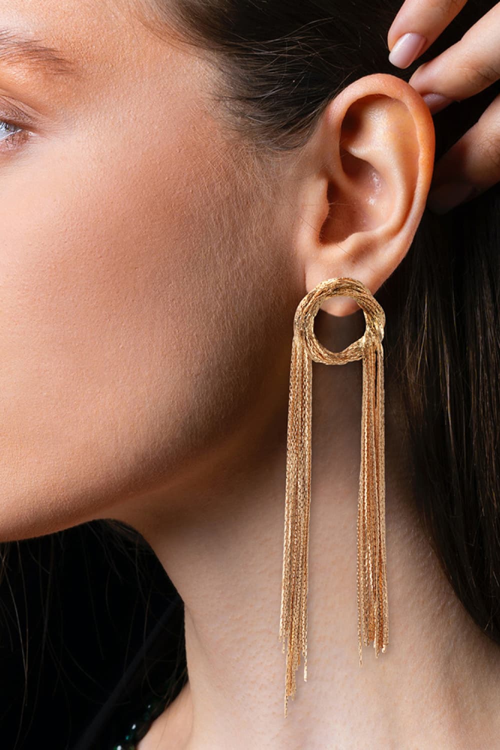 Round Shape Fringed Copper Earrings ONLINE ONLY